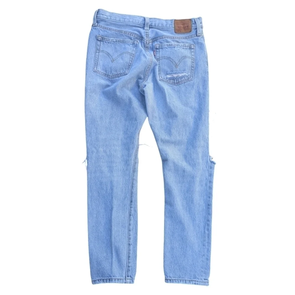 Levi's 501 button fly Thrashed busted knee light wash denim jeans W29 L28